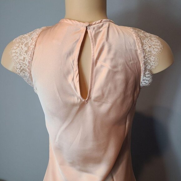 Pink Lace Satin Maxi Slip Dress S Dainty Fairy Coquette New Year 1920s Holiday - Picture 6 of 8